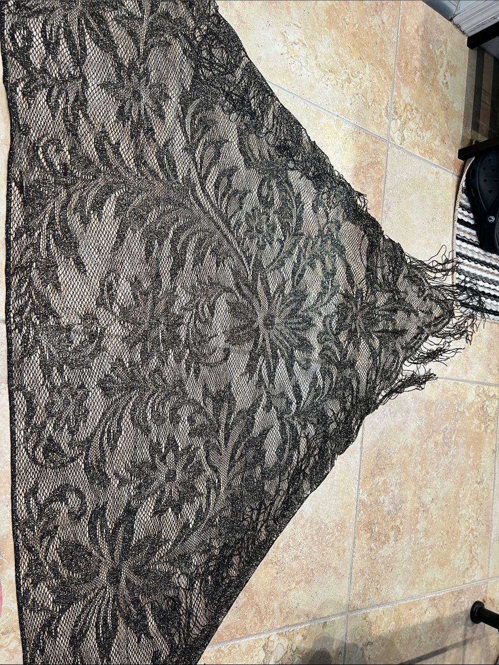 Black Floral Lace Triangle Scarf Shawl